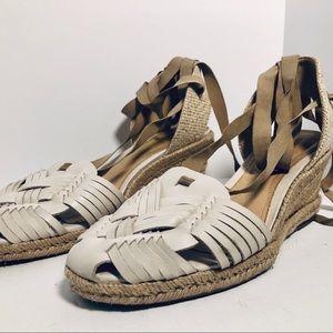 Shultz Wedge Espadrilles Tan & Off White - Size 10